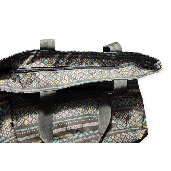 Dakine Layla Tote Bag Green Gray Print Zippered Closure Large 15" X 15" - Picture 4 of 6